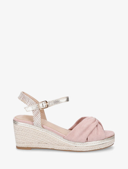 Sandales compensées en suédine style espadrille - Rose - 5