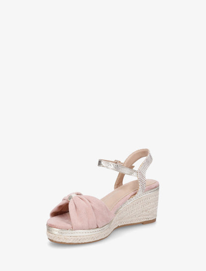 Sandales compensées en suédine style espadrille - Rose - 3