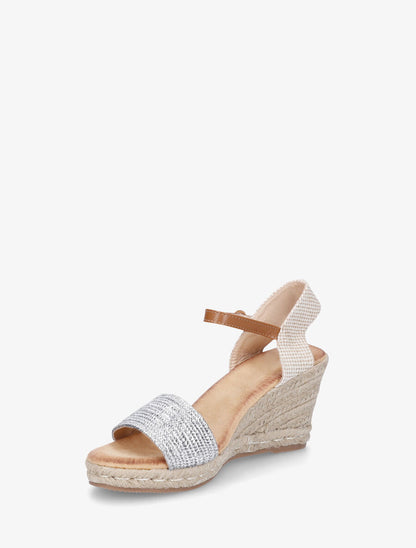 Sandales compensées hautes style espadrille - Argent - 3