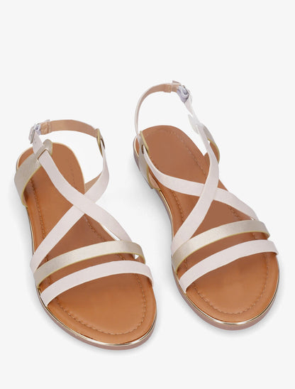 Nu-pieds croisés irisés - Beige - 4