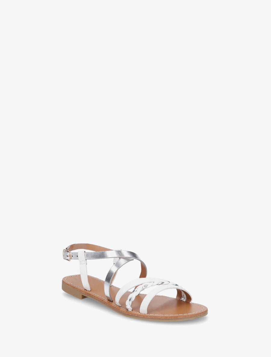 Nu-pieds multi bride et tresse - Blanc - 2