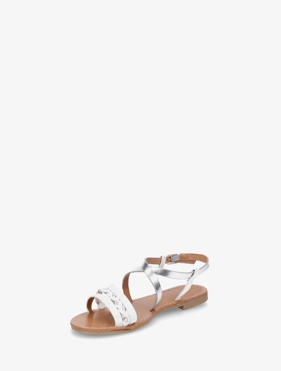 Nu-pieds multi bride et tresse - Blanc - 3