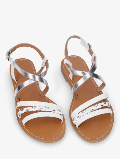 Nu-pieds multi bride et tresse - Blanc - 4