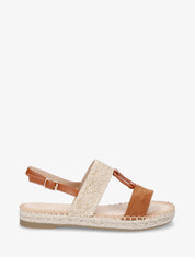 Nu-pieds bi-matière à boucle en simili - Camel - 5