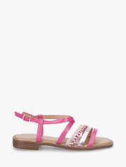 Nu-pieds à tresse et strass - Fushia - 1