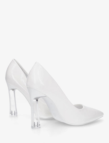 Escarpins pointus à talon aiguille en plexiglass - Blanc - 4