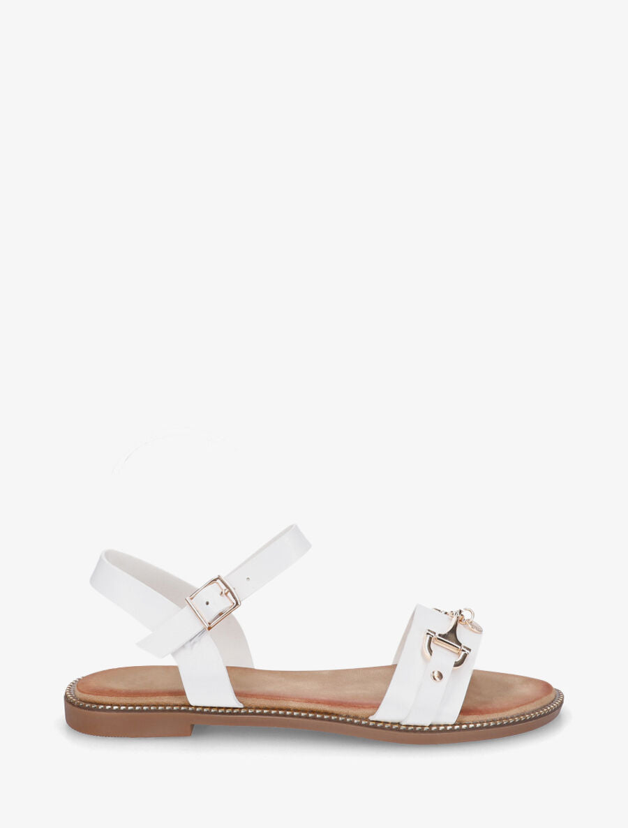 Nu-pieds en simili à boucle fantaisie - Blanc - 1