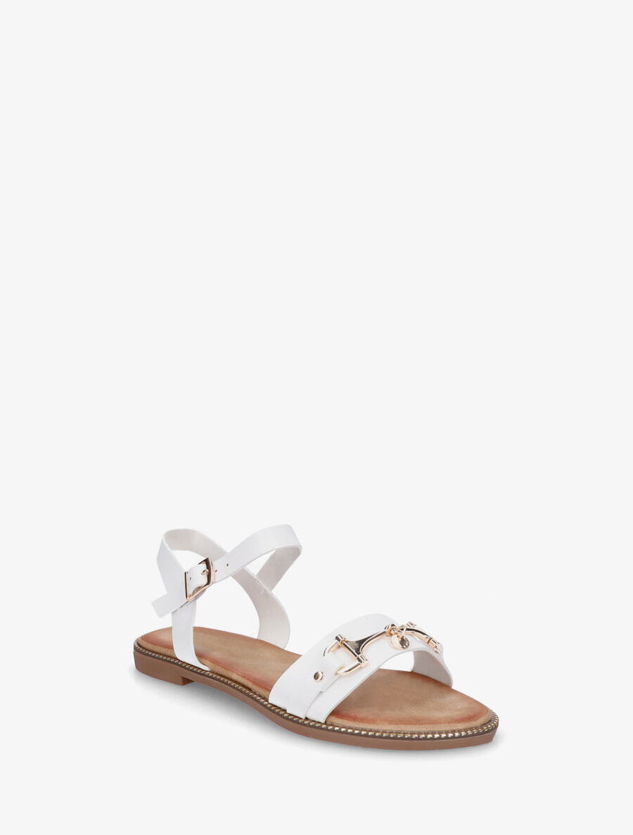 Nu-pieds en simili à boucle fantaisie - Blanc - 2