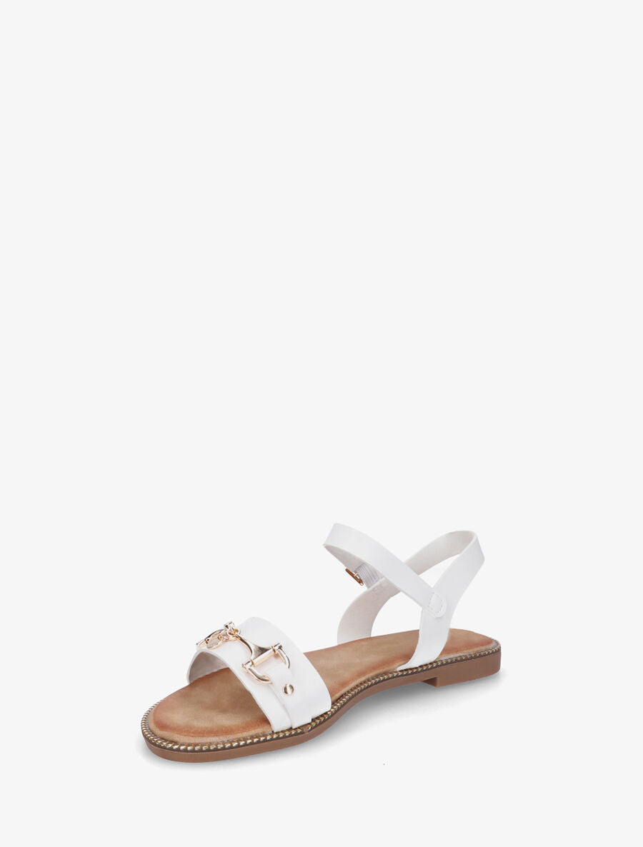 Nu-pieds en simili à boucle fantaisie - Blanc - 3