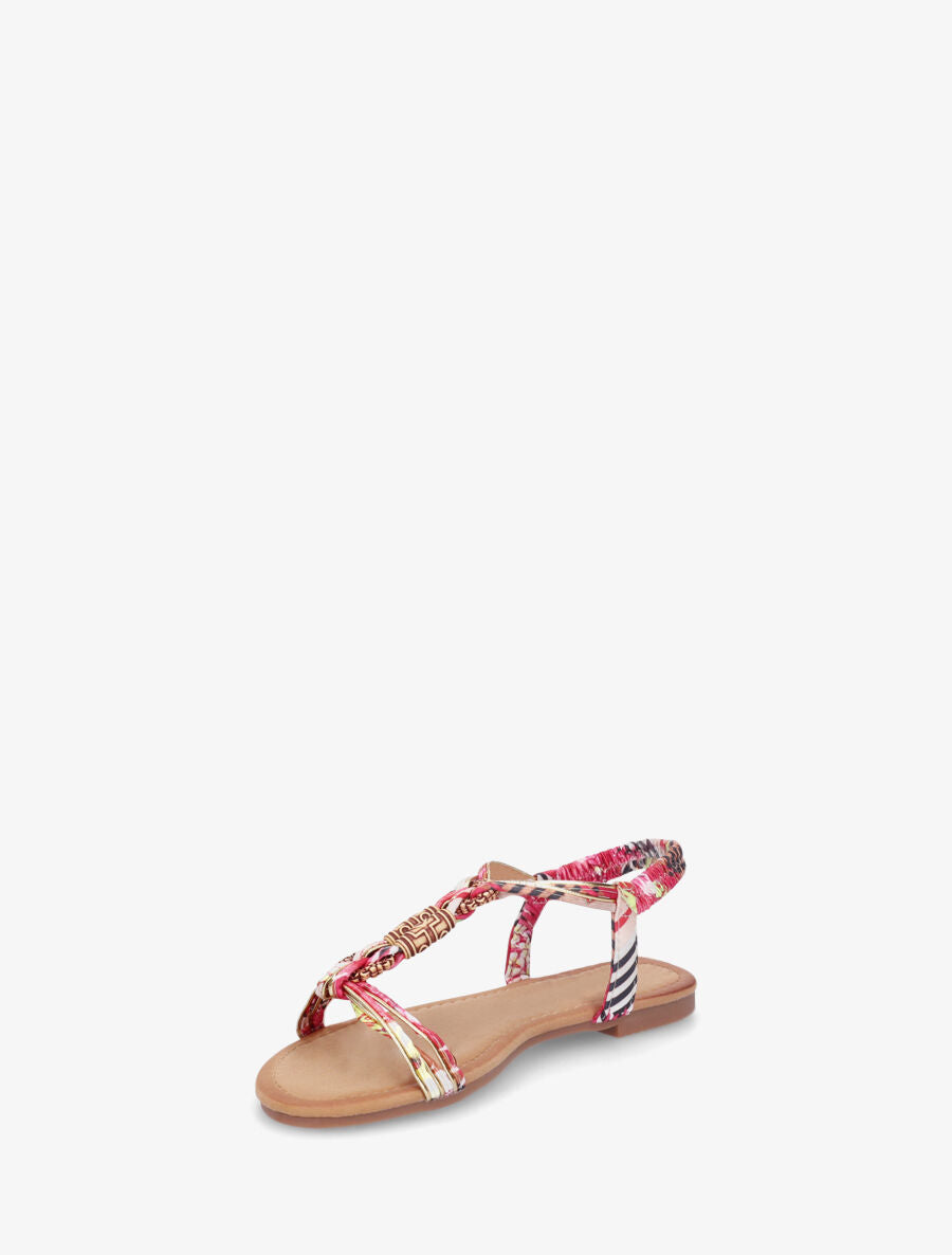 Nu-pieds à cheville élastiquée et perles en bois - Fushia - 3