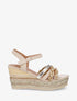 Sandales compensées en simili et raphia - Beige - 5