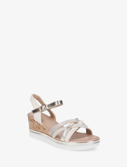 Sandales compensées à brides fantaisies - Beige - 2