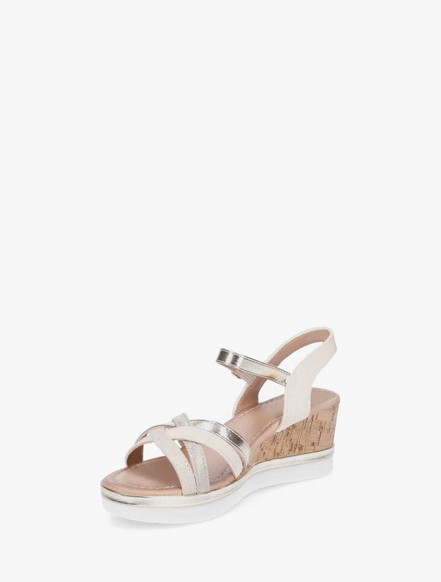 Sandales compensées à brides fantaisies - Beige - 3