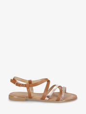 Nu-pieds à brides fantaisies croisées - Camel - 1