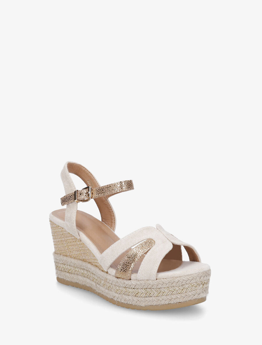 Sandales compensées à détail irisé - Beige - 2
