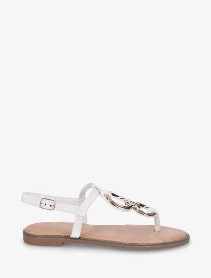 Nu-pieds en bride T à bijoux - Blanc - 1