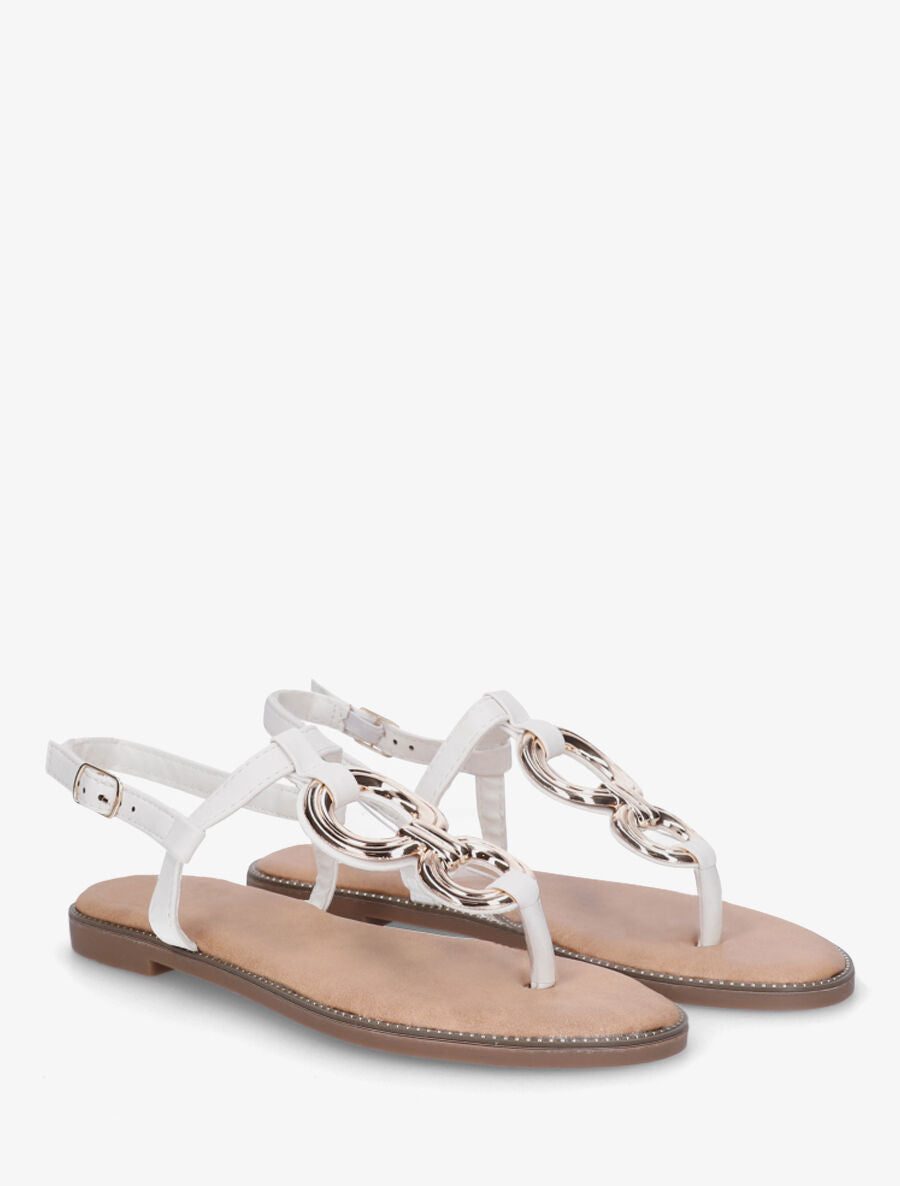 Nu-pieds en bride T à bijoux - Blanc - 4