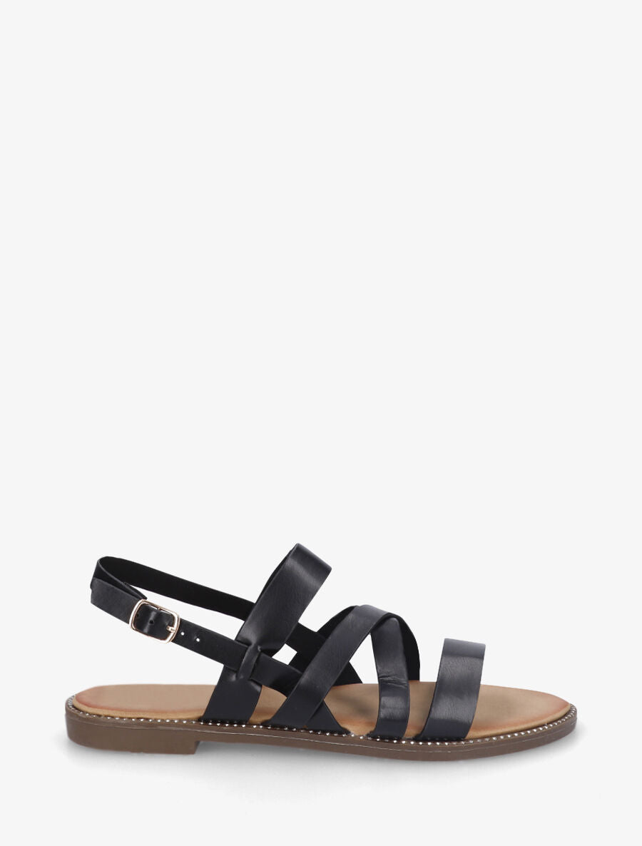Nu-pieds à brides croisées - Noir - 1
