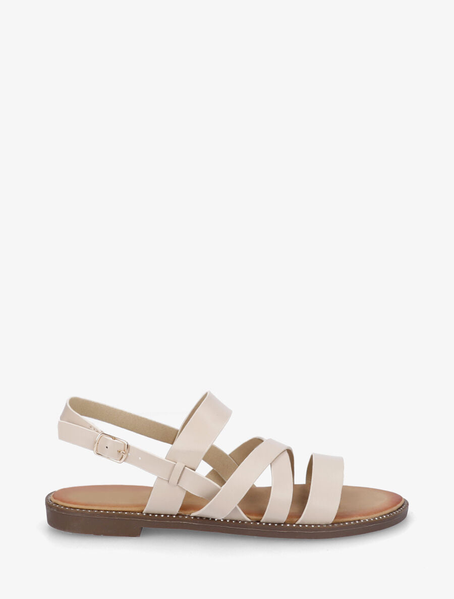 Nu-pieds à brides croisées - Beige - 1