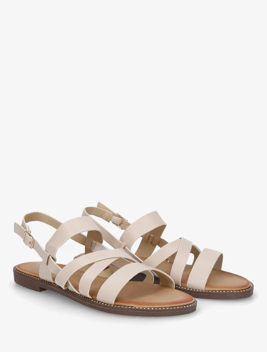 Nu-pieds à brides croisées - Beige - 4