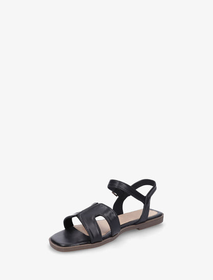 Nu-pieds en simili à bride ajourée - Noir - 3