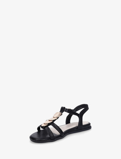 Nu-pieds en simili à bride bijoux - Noir - 3