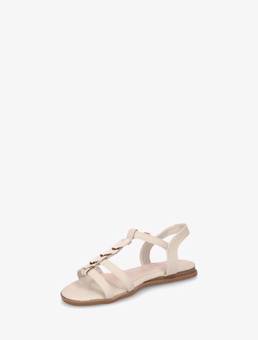 Nu-pieds en simili à bride bijoux - Beige - 3