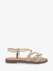 Nu-pieds à brides strassées - Or - 5