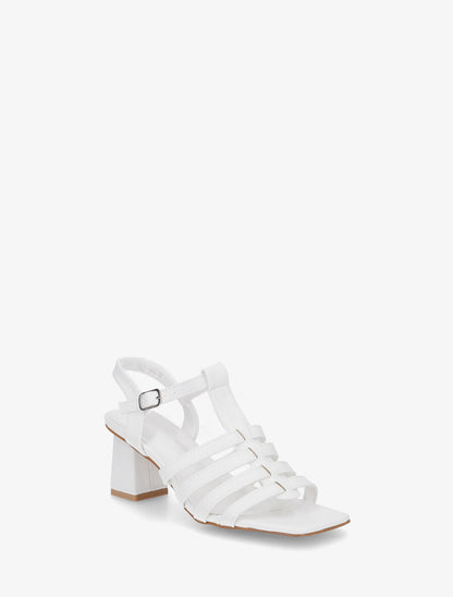 Sandales en simili bride en T - Blanc - 2