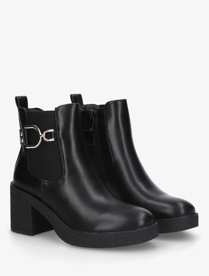 Bottines en simili à talon épais - Noir - 4