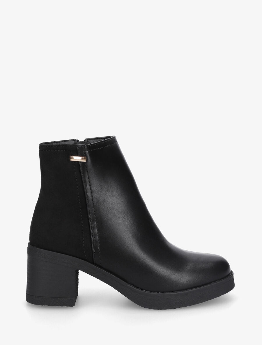 Bottines en simili et suédine - Noir - 5