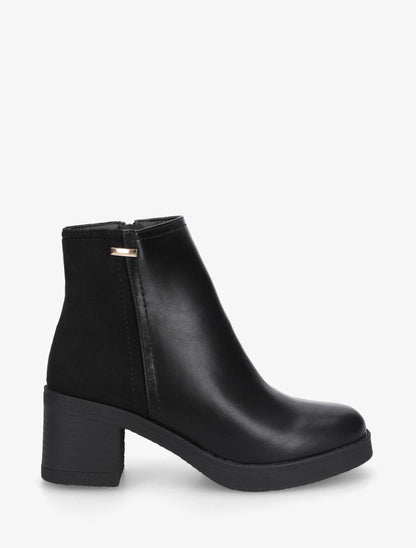Bottines en simili et suédine - Noir - 5