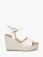 Sandales compensées en simili à plateforme - Beige - 5
