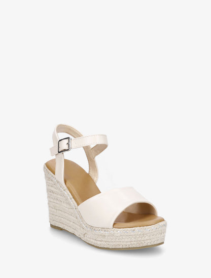 Sandales compensées en simili à plateforme - Beige - 2