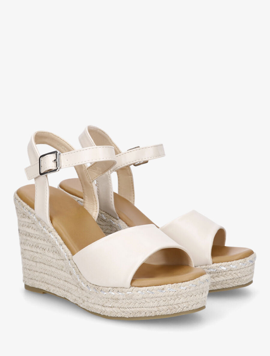 Sandales compensées en simili à plateforme - Beige - 4
