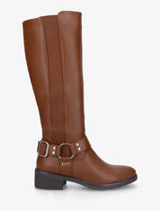Bottes en simili à ceinturon décoratif - Camel - 1