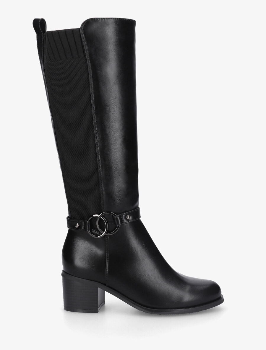 Bottes en simili à talon - Noir - 1