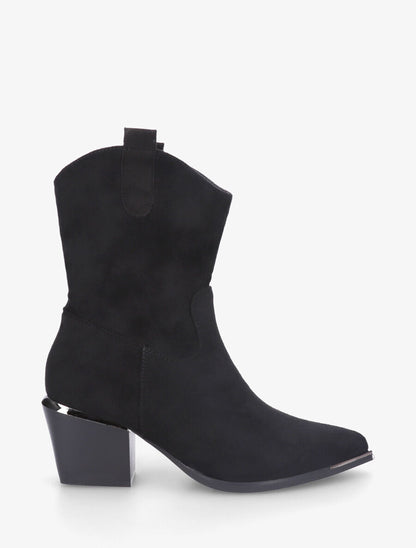 Bottines style santiags en suédine - Noir - 5