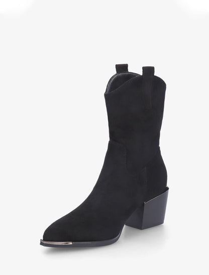 Bottines style santiags en suédine - Noir - 3