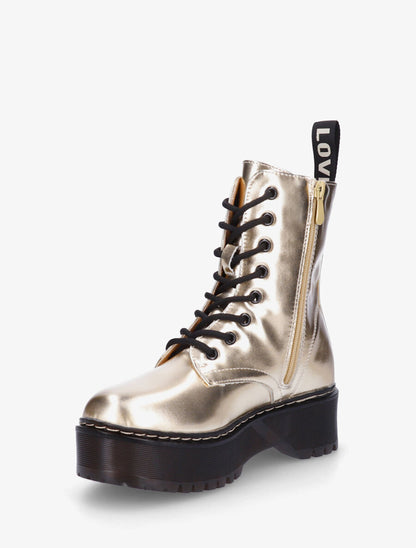 Bottines montantes en simili brillant - Or - 3