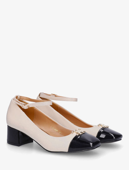 Escarpins en simili à bride - Crème - 4