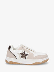 Sneakers à motif étoile et contrefort contrastant - Beige - 1