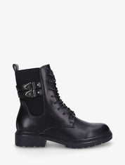 Bottines élastiquées à lacets - Noir - 1