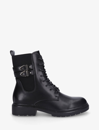 Bottines élastiquées à lacets - Noir - 1