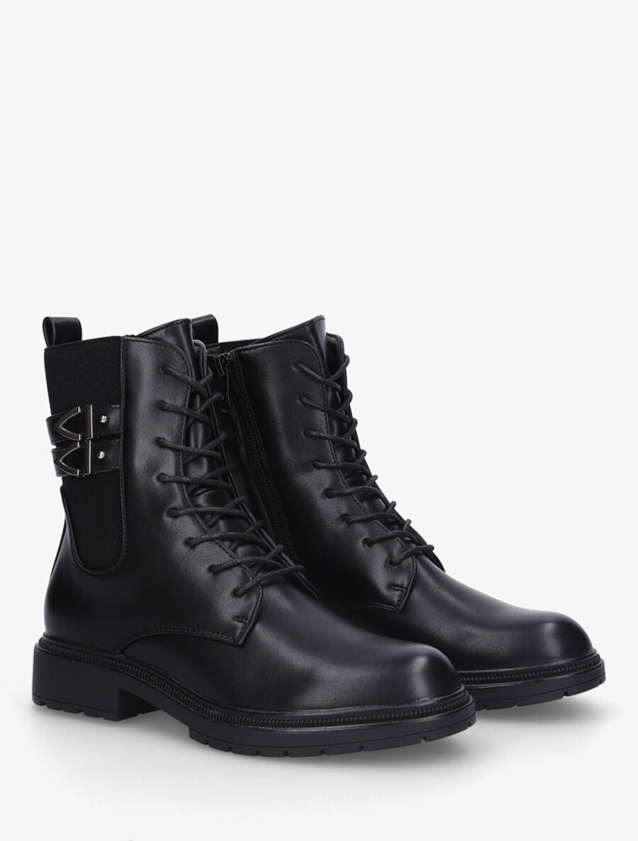 Bottines élastiquées à lacets - Noir - 4