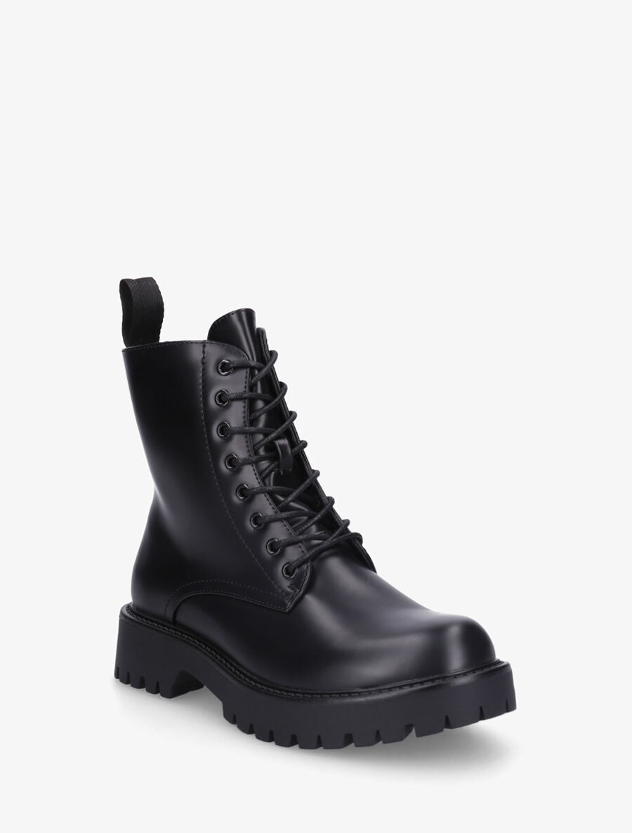 Bottines montantes en simili - Noir - 2