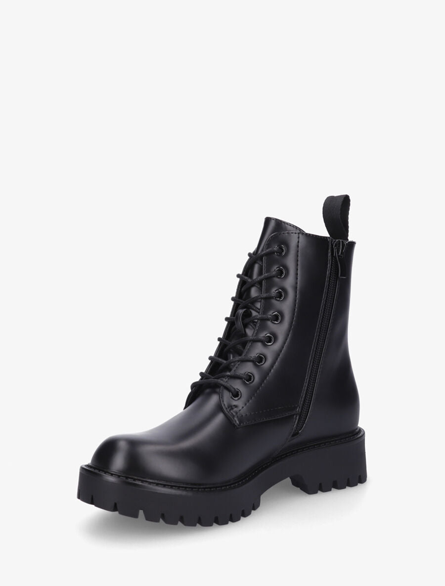 Bottines montantes en simili - Noir - 3