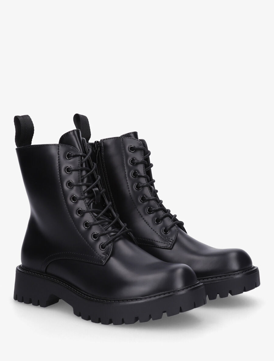 Bottines montantes en simili - Noir - 4