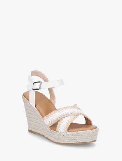 Sandales compensées à brides croisées - Blanc - 2