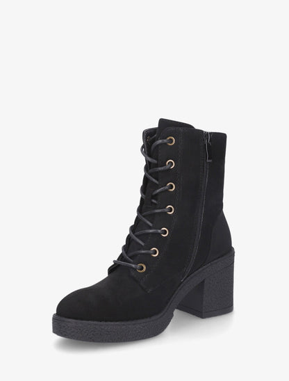 Bottines montantes en suédine et à talon - Noir - 3